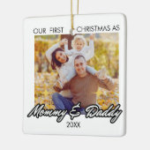 Personalisierte Weihnachten als Mommy und Daddy Fo Keramikornament (Links)