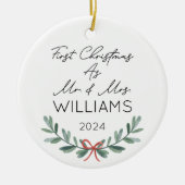 Personalisierte Weihnachten als Mr. & Mrs. Keramik Ornament (Vorne)