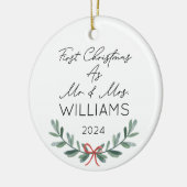 Personalisierte Weihnachten als Mr. & Mrs. Keramik Ornament (Links)