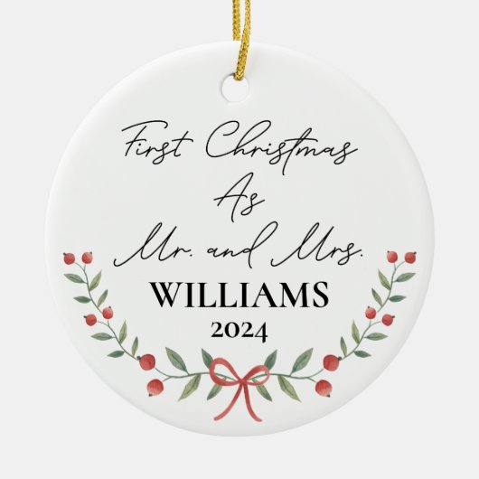 Personalisierte Weihnachten als Mr. & Mrs. Keramik Ornament (Vorne)