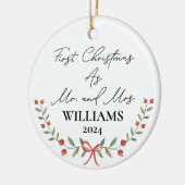 Personalisierte Weihnachten als Mr. & Mrs. Keramik Ornament (Links)