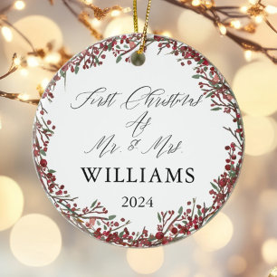 Personalisierte Weihnachten als Mr. & Mrs. Keramik Ornament