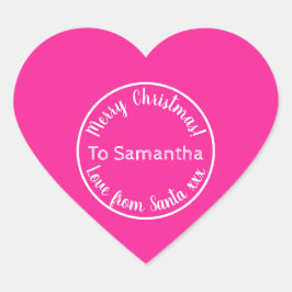 Personalisierte Weihnachten aus Santa Hot Pink Herz-Aufkleber