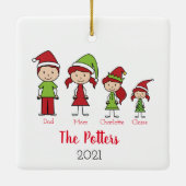Personalisierte Weihnachten der Keepake-Familie Keramikornament (Rückseite)