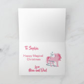 Personalisierte Weihnachten Einhorn Rosa Girl Snow (Innenseite)