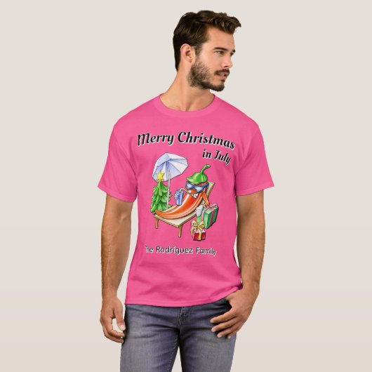 Personalisierte Weihnachten im Juli Chili Kunst im T-Shirt (Vorne ganz)