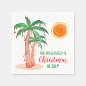 Personalisierte Weihnachten im Juli Palmen Bäume Serviette (Vorderseite)
