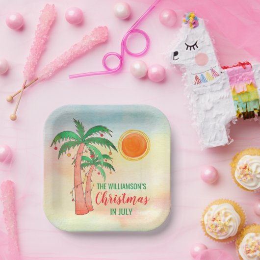Personalisierte Weihnachten im Juli Party Paper Te Pappteller (Party)