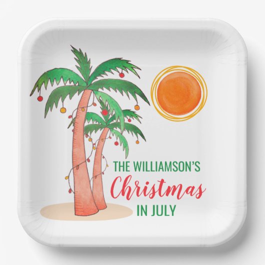 Personalisierte Weihnachten im Juli Party Paper Te Pappteller (Vorderseite)