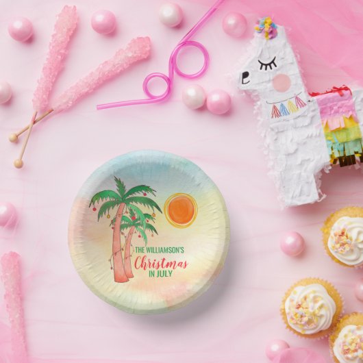 Personalisierte Weihnachten im Juli Party Papier B Pappteller (Party)