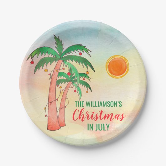 Personalisierte Weihnachten im Juli Party Papierpl Pappteller (Vorderseite)