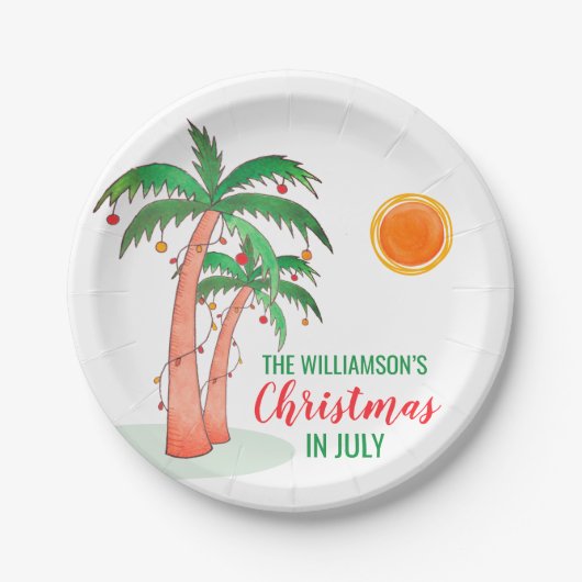 Personalisierte Weihnachten im Juli Party Pappteller (Vorderseite)