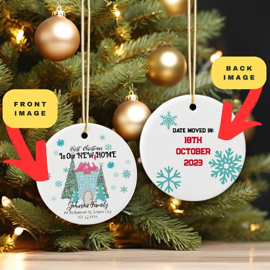 Personalisierte Weihnachten in einem neuen Zuhause Keramik Ornament