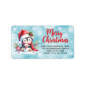 Personalisierte Weihnachten in Rot und Blau Adressaufkleber (Vorne)