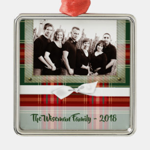 Personalisierte Weihnachten Kariert Tartan FOTO Or Ornament Aus Metall