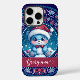 Personalisierte Weihnachten Kawaii Bear Dot Mandal iPhone 16 Pro Hülle