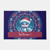 Personalisierte Weihnachten Kawaii Bear Dot Mandal Fußmatte (Vorderseite)