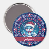 Personalisierte Weihnachten Kawaii Bear Dot Mandal Magnet (Vorderseite/Rückseite)