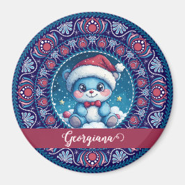 Personalisierte Weihnachten Kawaii Bear Dot Mandal Magnet