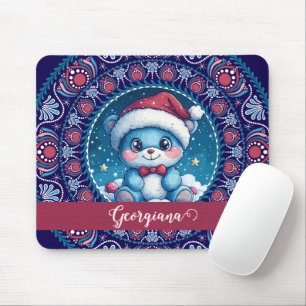 Personalisierte Weihnachten Kawaii Bear Dot Mandal Mousepad