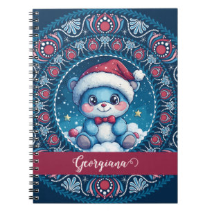 Personalisierte Weihnachten Kawaii Bear Dot Mandal Notizblock