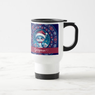 Personalisierte Weihnachten Kawaii Bear Dot Mandal Reisebecher