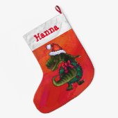 Personalisierte Weihnachten mit Tyrannosaurus Großer Weihnachtsstrumpf (Rückseite (Hängend))
