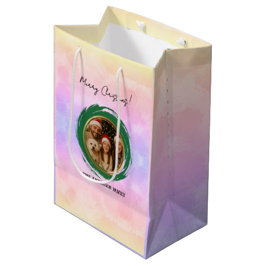 Personalisierte Weihnachten Mittlere Geschenktüte (Vorderseite Schrägansicht)