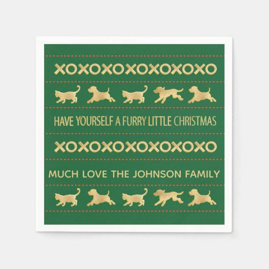 Personalisierte Weihnachten Napkins "Furry Christm Serviette (Vorderseite)