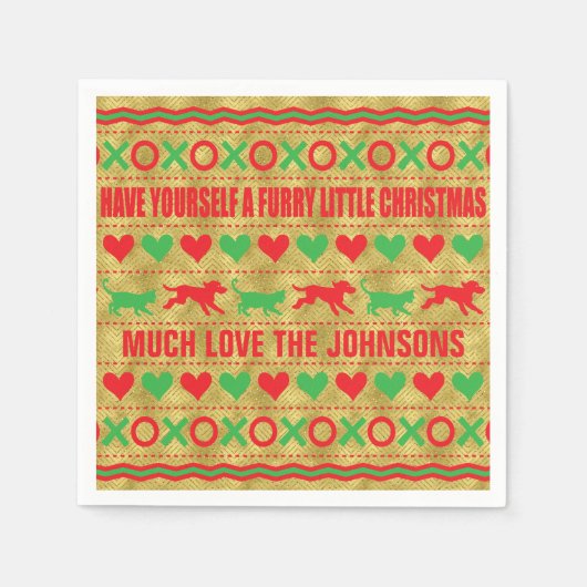 Personalisierte Weihnachten Napkins "FurryChristma Serviette (Vorderseite)