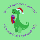 Personalisierte Weihnachten Niedlicher Dinosaurier Geschenkpapier