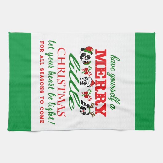 Personalisierte Weihnachten Pandas Geschirrtuch (Horizontal)