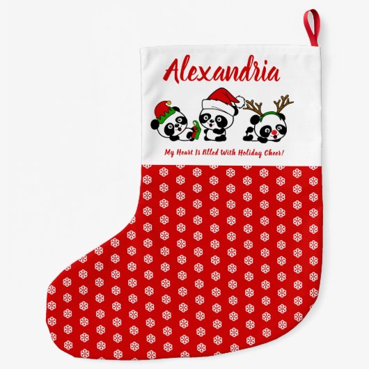 Personalisierte Weihnachten Pandas Großer Weihnachtsstrumpf (Rückseite)