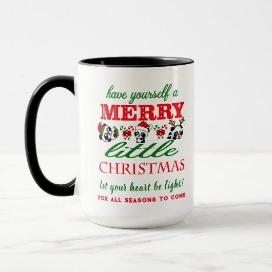 Personalisierte Weihnachten Pandas Kaffeetasse (Links)