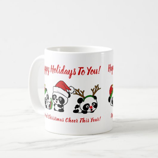 Personalisierte Weihnachten Pandas Kaffeetasse (Vorderseite Links)