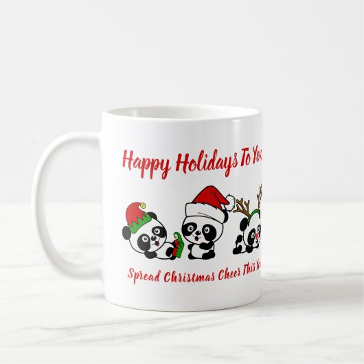Personalisierte Weihnachten Pandas Kaffeetasse (Links)