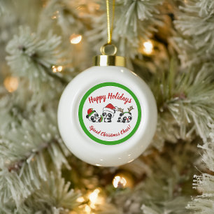 Personalisierte Weihnachten Pandas Keramik Kugel-Ornament