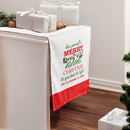 Personalisierte Weihnachten Pandas Mittelgroßer Tischläufer