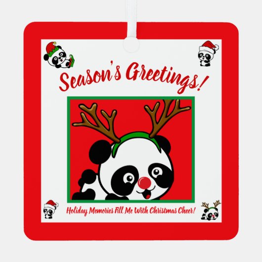 Personalisierte Weihnachten Pandas Ornament Aus Metall (Rückseite)