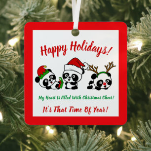 Personalisierte Weihnachten Pandas Ornament Aus Metall