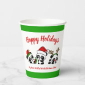 Personalisierte Weihnachten Pandas Pappbecher (Rückseite)