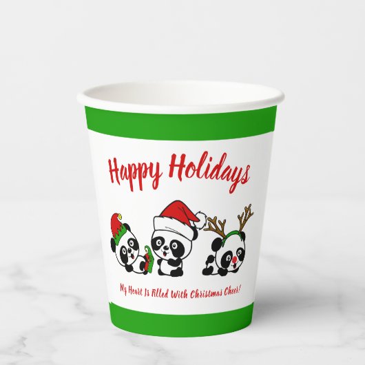 Personalisierte Weihnachten Pandas Pappbecher (Vorderseite)