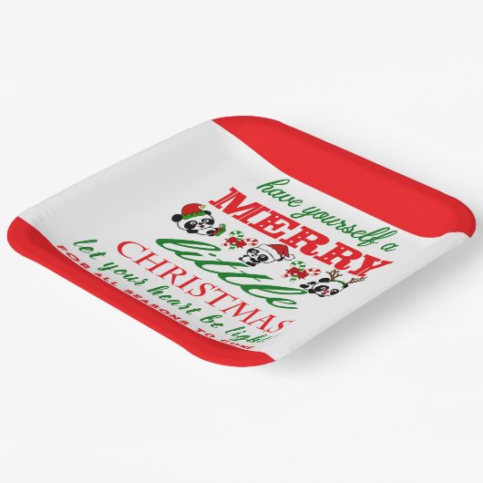Personalisierte Weihnachten Pandas Pappteller (Gewinkelt)