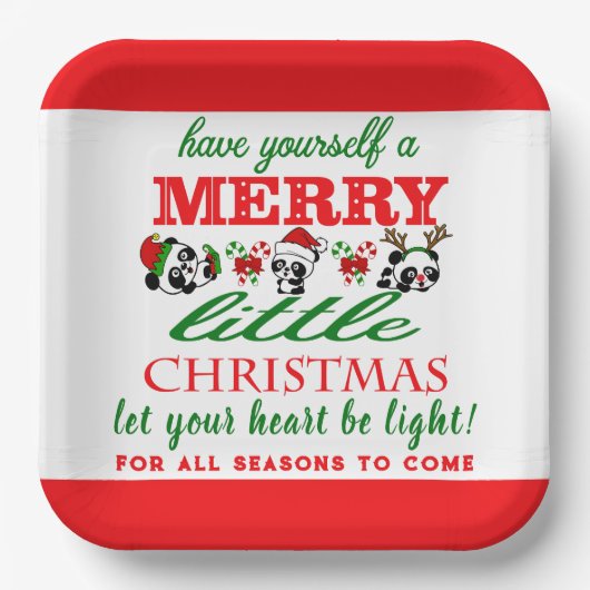 Personalisierte Weihnachten Pandas Pappteller (Vorderseite)