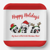 Personalisierte Weihnachten Pandas Pappteller (Vorderseite)