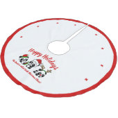 Personalisierte Weihnachten Pandas Polyester Weihnachtsbaumdecke (Schrägansicht)