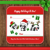 Personalisierte Weihnachten Pandas Quadratischer Aufkleber