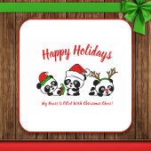 Personalisierte Weihnachten Pandas Rechteckiger Pappuntersetzer