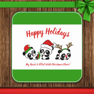 Personalisierte Weihnachten Pandas Rechteckiger Pappuntersetzer