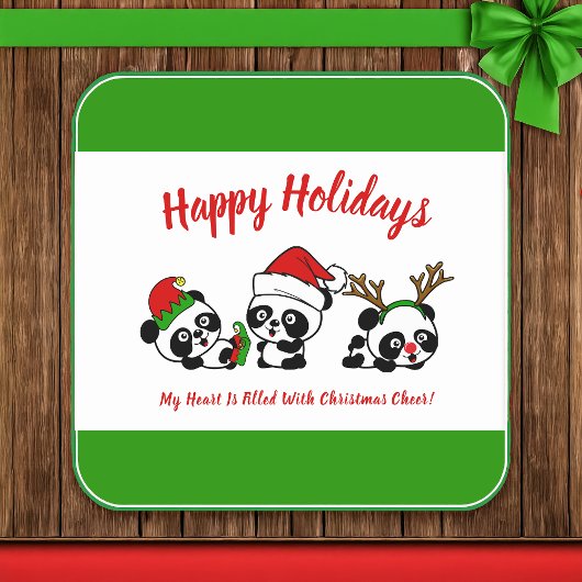 Personalisierte Weihnachten Pandas Rechteckiger Pappuntersetzer